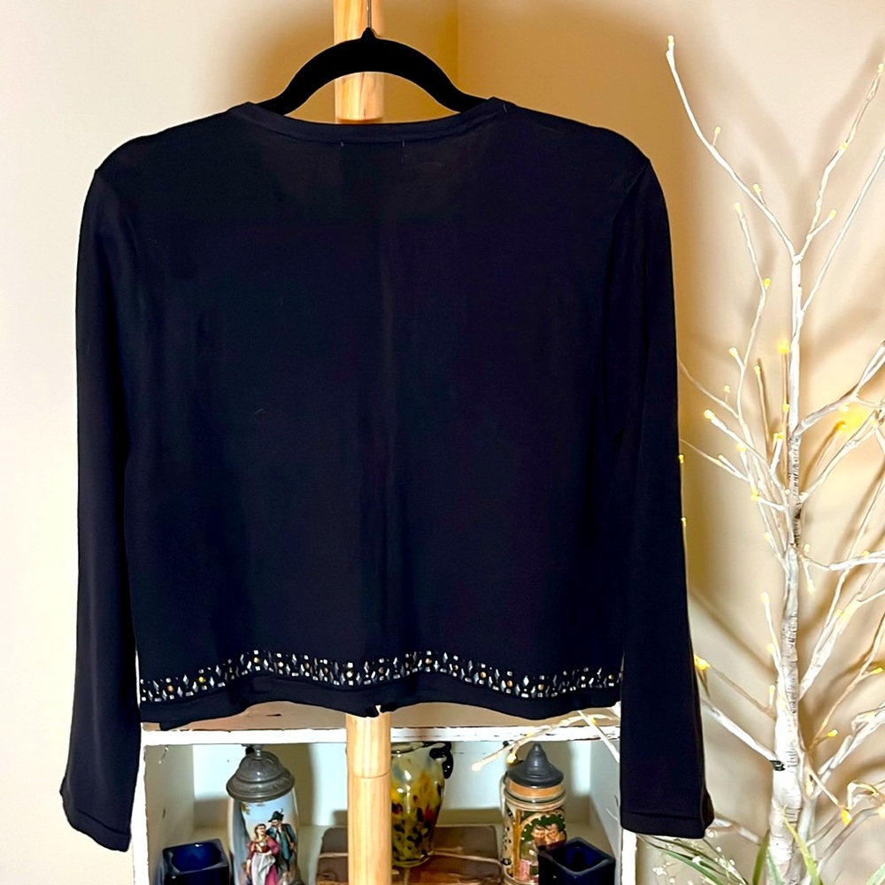 Calvin Klein L Black cardigan, mirrored metal stud decoration,hook/eye closure. - Picture 6 of 6